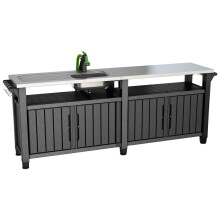 Keter Multifunctional Outdoor Table for BBQ Woodlook Barbecue Storage Table