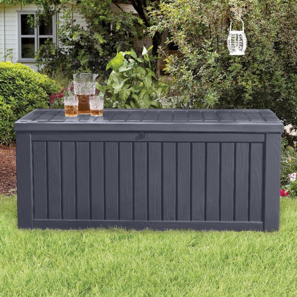 Keter Garden Storage Box 570L Anthracite Outdoor Storage Chest Trunk Organiser