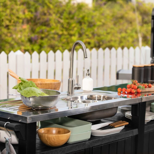 Keter Keter Multifunctional Outdoor Table for BBQ Woodlook Barbecue Storage Table 1