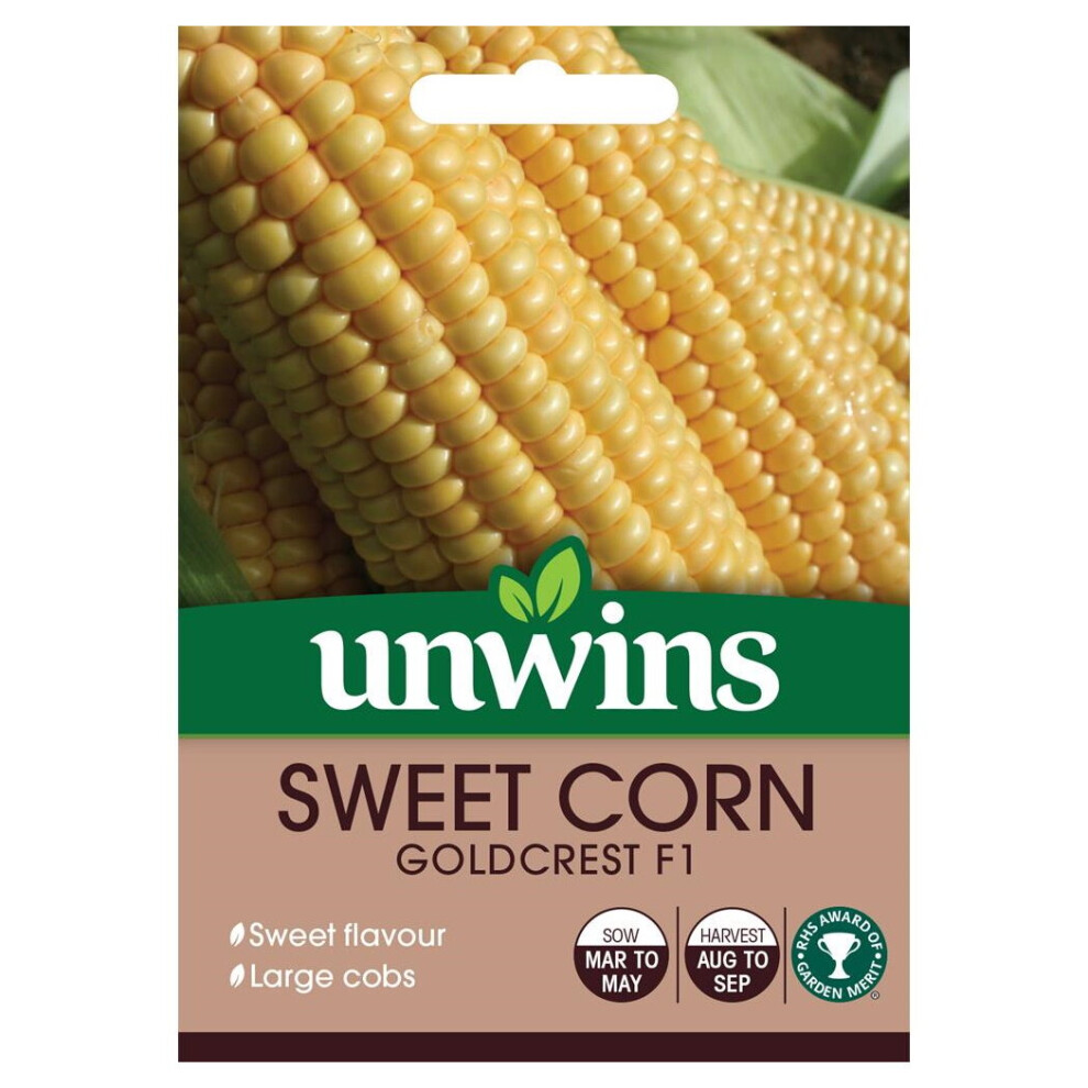 Unwins Grow Your Own Goldcrest F1 Sweet Corn Vegetable Seeds