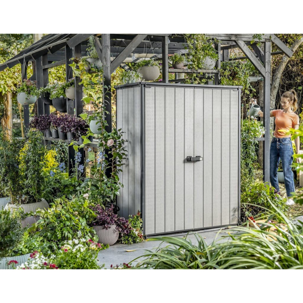 Keter Garden Storage Cabinet Grey Outdoor Furniture Shed Organiser Chest Box