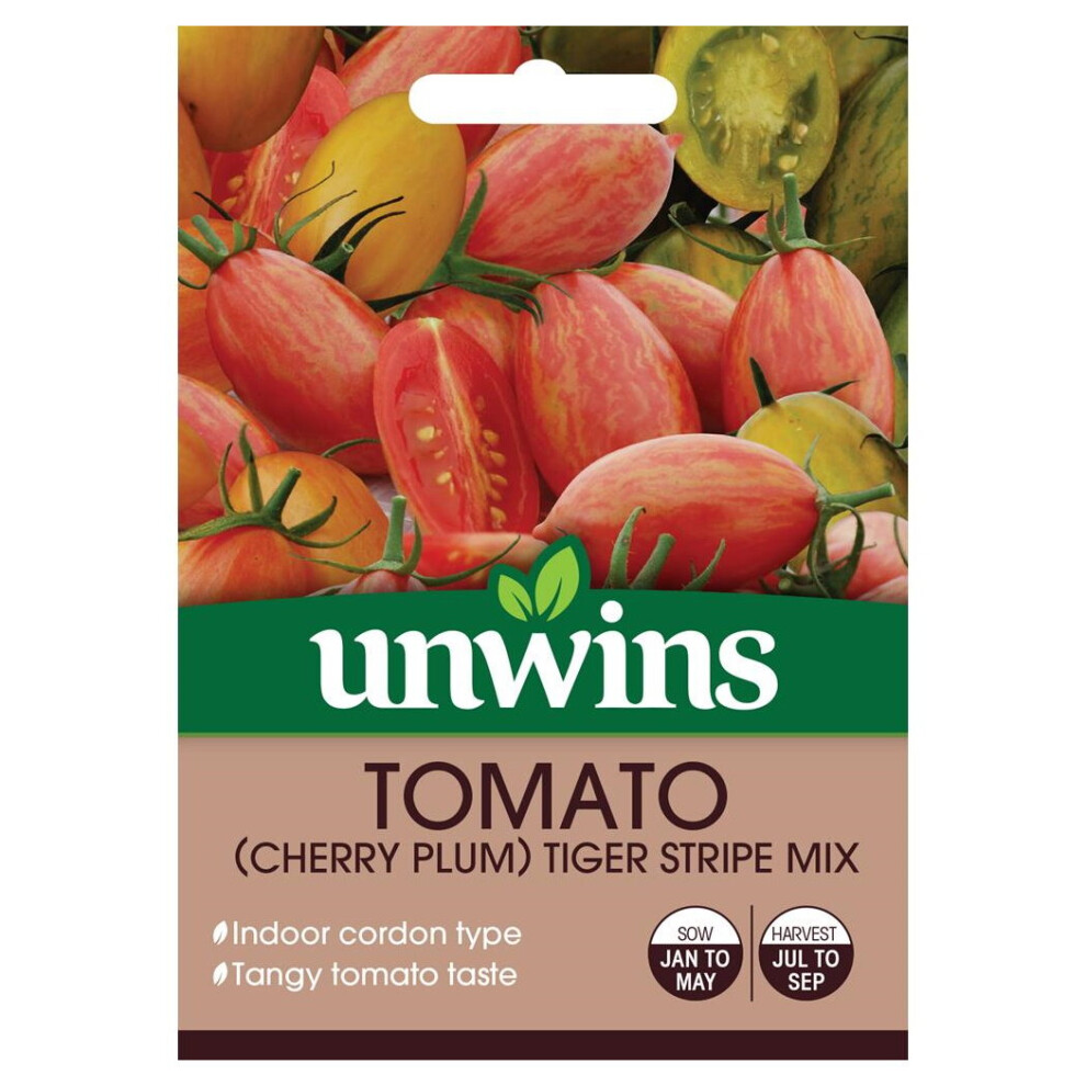 Unwins Grow Your Own Tiger Stripe Cherry Plum Tomato Vegetable Seeds