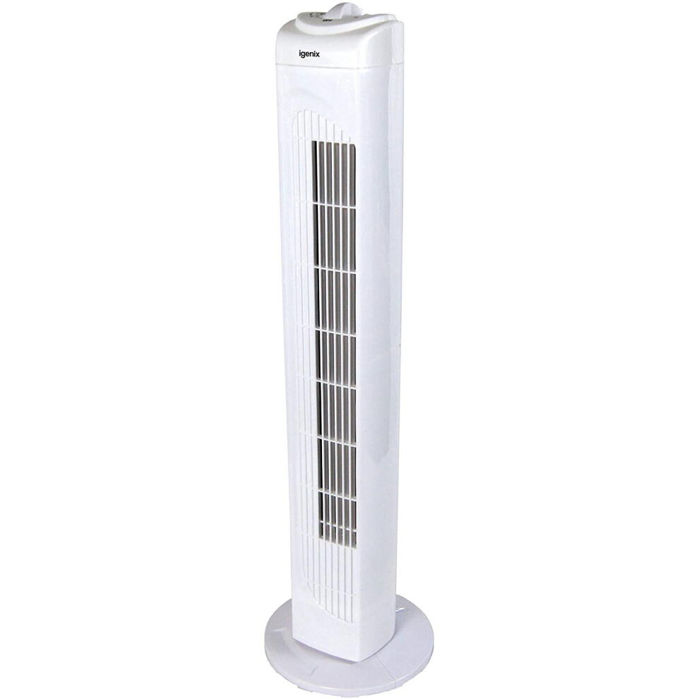 Igenix Df0029 Oscillating Tower Fan, 29 Inch, 3 Speed Settings With Auto Shut Off, White
