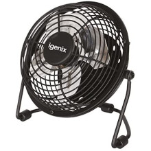 Igenix DF0004 USB Desk Fan, 4 Inch, Quiet Operation, Adjustable Tilt, Personal Mini Fan - Black