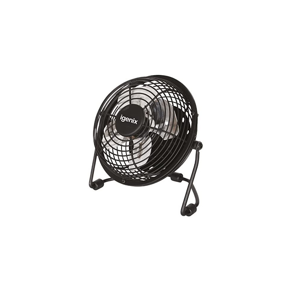 Igenix DF0004 USB Desk Fan, 4 Inch, Quiet Operation, Adjustable Tilt, Personal Mini Fan - Black