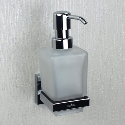 ECOSPA Liquid Soap Dispenser + Pump Action Frosted Glass & Chrome