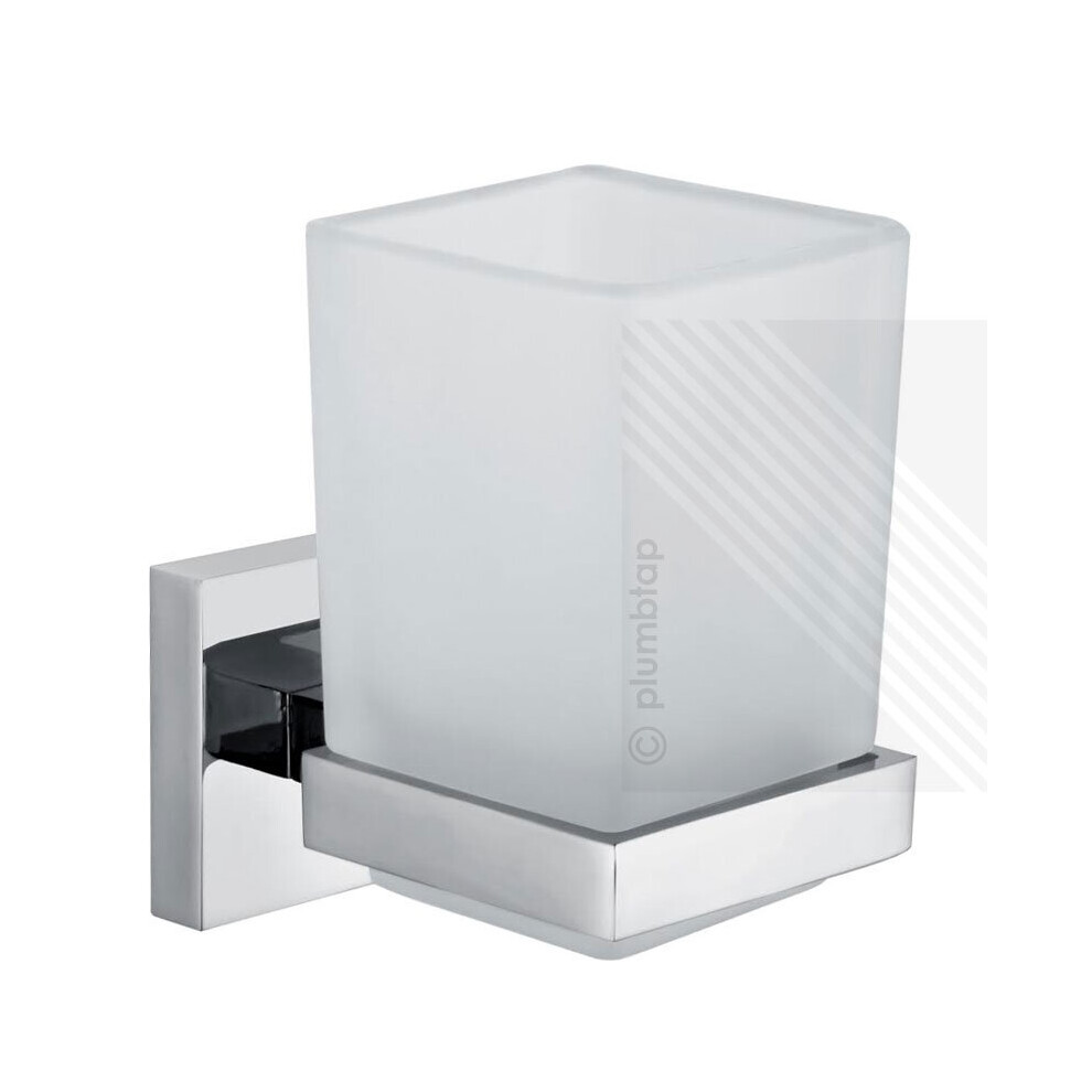 ECOSPA Frosted Glass Toothbrush Tumbler Bathroom Accessory