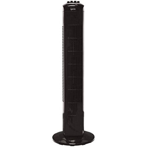 Igenix DF0030BL Oscillating Tower Fan - 30in, 3 Speed, 2-Hour Timer, Auto Shut-Off, Black (DF0030BL/B2C)