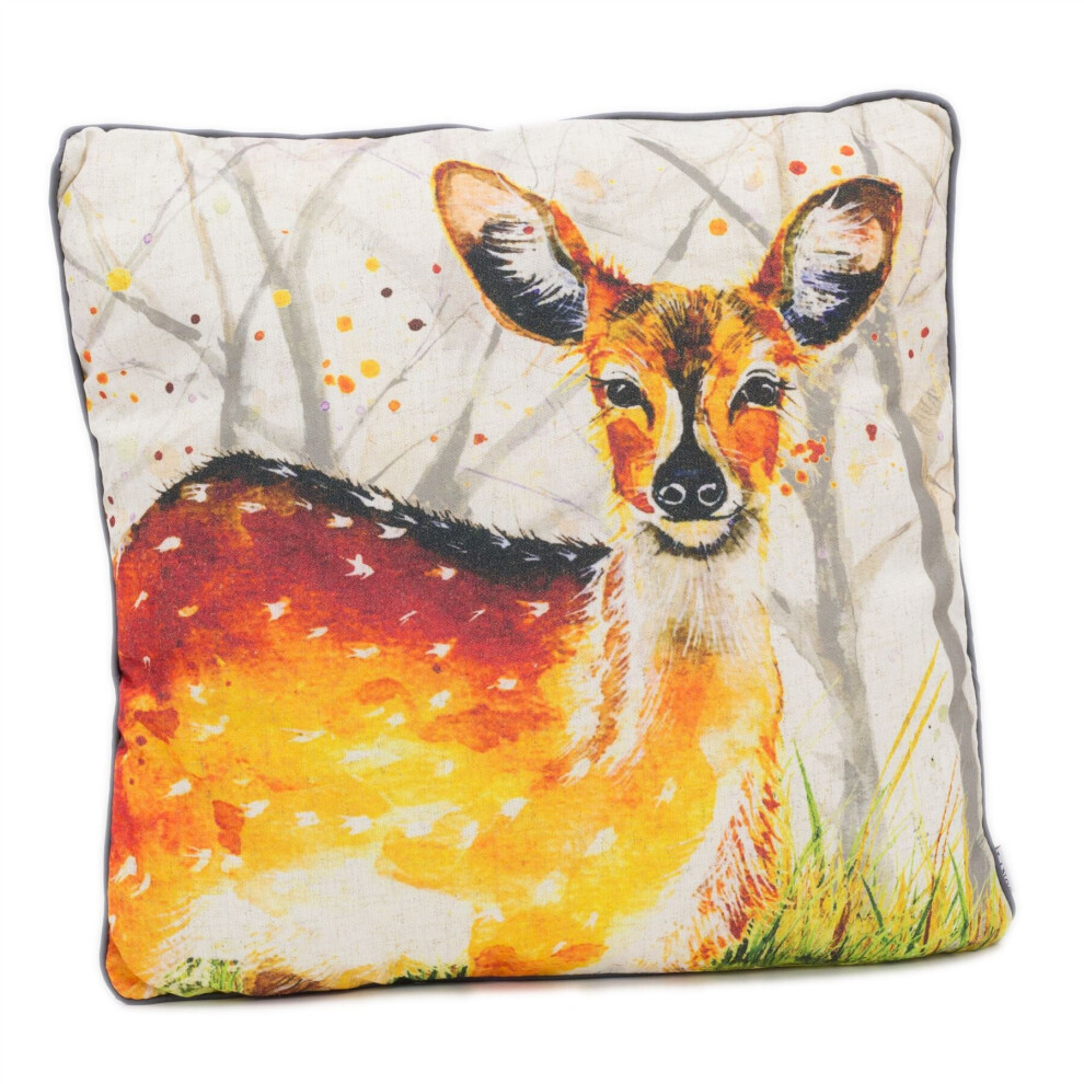Carousel Beautiful Deer Scatter Cushion | Fabric Filled Sofa Cushion | Bed Throw Pillow With Cover - 45Cm