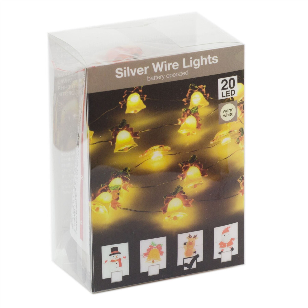 20 Christmas LED Fairy Lights | Xmas Garland Festoon Fairy Light String Chain 1m | Novelty Battery Operated Lights - Reindeer