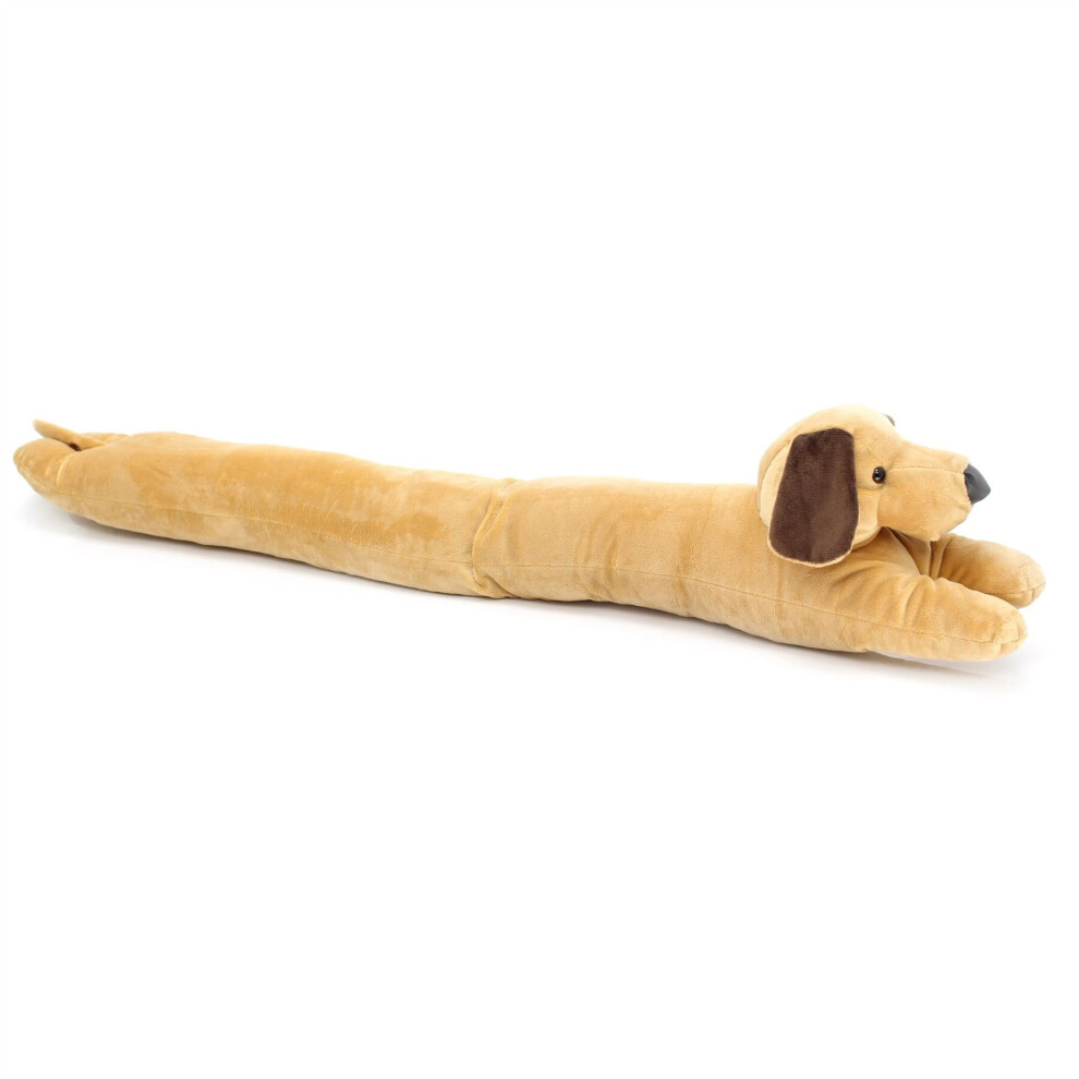Carousel Sausage Dog Fabric Novelty Dachshund Door Draught Excluder ~ Door Draught Cushion Beige