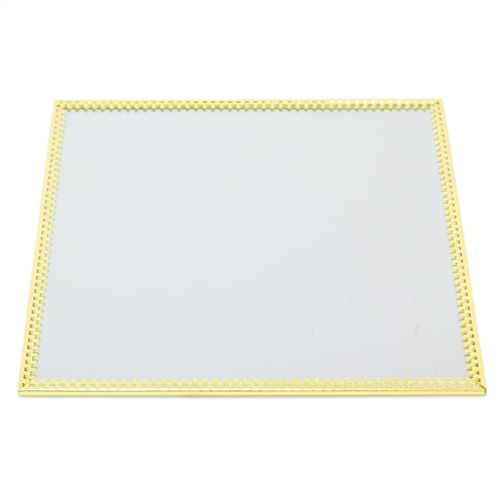 20cm Decorative Mirror Glass Display Plate | Gold Mirrored Candle Tray | Centerpiece Vanity Perfume Tray - Square