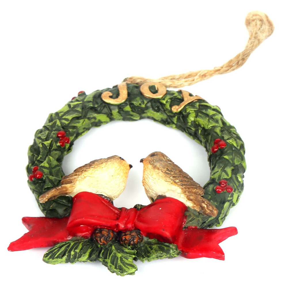 Hanging Robin Christmas Tree Decoration - Wreath