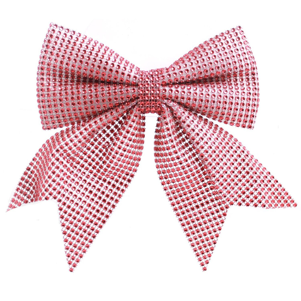 Large Red Bow Sequin Present Decoration - Christmas Tree Bows