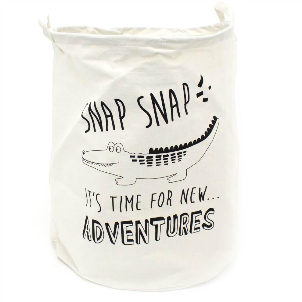 Folding Laundry Bag Storage Basket 50cm x 40cm - Collapsible Linen Basket Children Toy Box ~ Crocodile