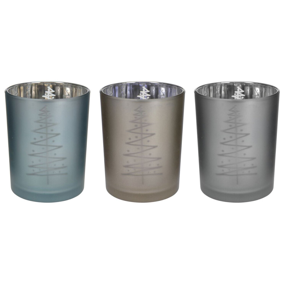Christmas Design Silver Tealight Candle Holder Decoration - Design Varies