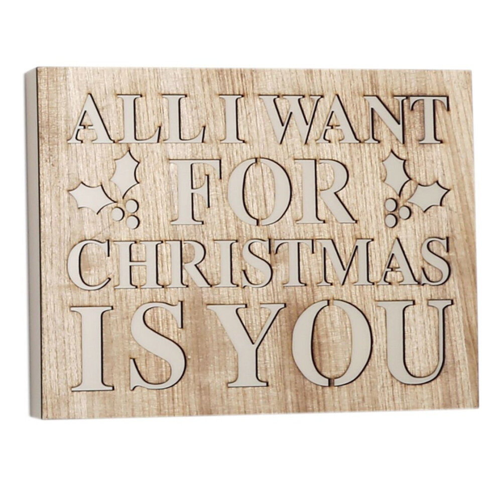 Cut Out Word Phrase Hanging Wooden Christmas Sign Plaque ~ All I Want