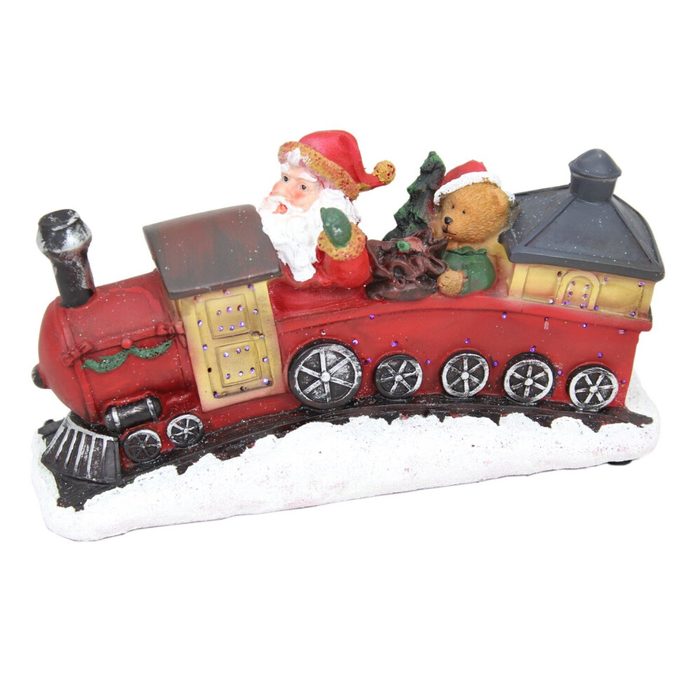 Light Up LED Glitter Santa Father Christmas Train Ornament