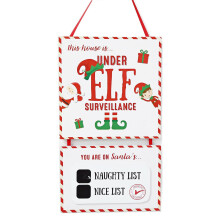 Christmas Elf Surveillance Naughty Nice List Chalk Board Hanging Wall Plaque Sign