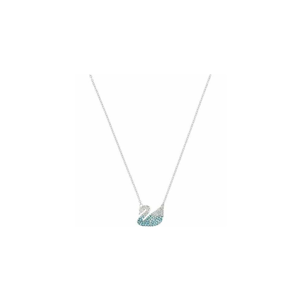 Swarovski 5512095 Crystal Iconic Swan Pendant, Blue, Rhodium Plated