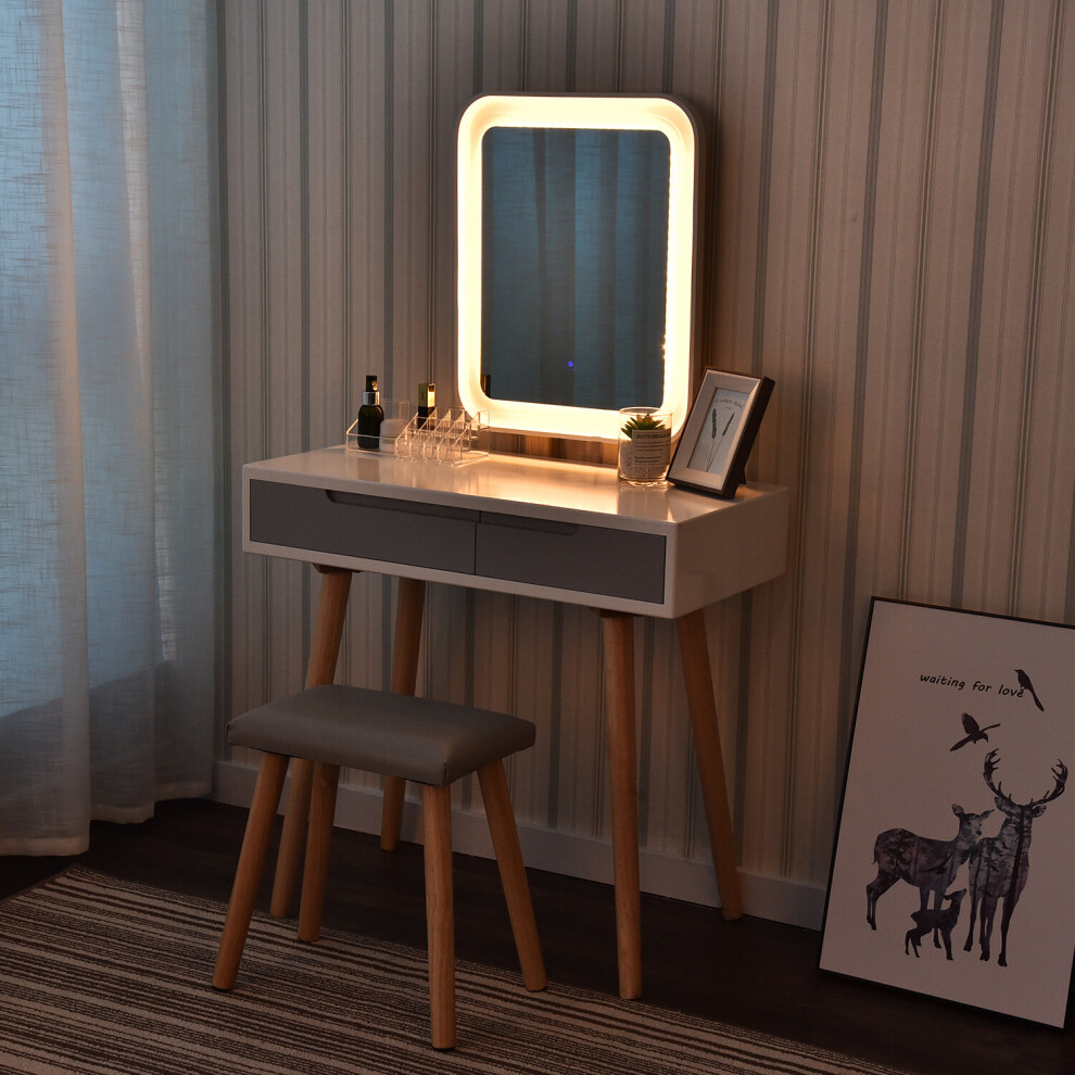 ELECWISH Dressing Table with Square Mirror Makeup Vanity Table Set