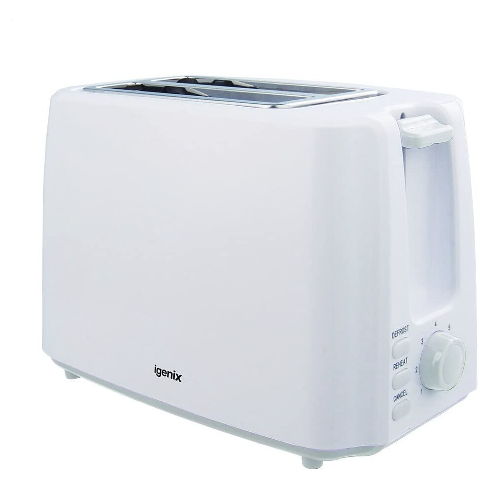 Igenix 2 Slice Toaster Deep Slots & Adjustable Browning Control 750W White