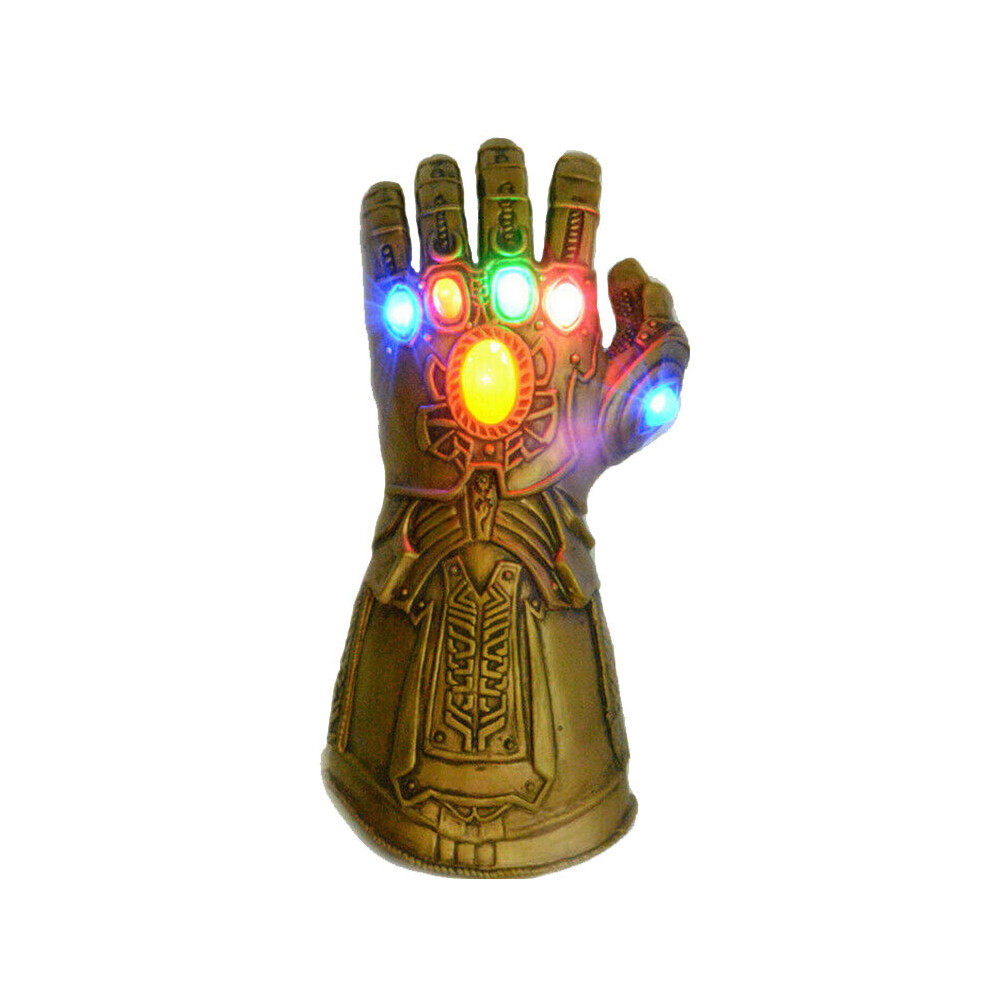 (Adult Thanos Infinity Gauntlet Rubber Gloves with LED Light-up  for Halloween Props) Rubber Thanos Gloves Gauntlet Infinity Led Light