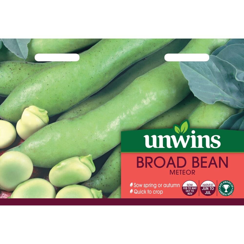 Unwins Grow Your Own Quick Crop Meteor Broad Bean Seeds – Early Spring/Summer Harvest, Sows Feb–May Or Oct–Nov, 45 Seeds, Product Code 31210097