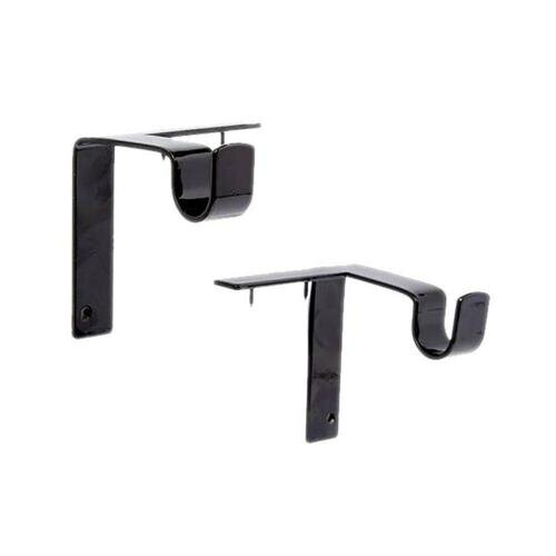 (Black) Kwik Hang 2 X Curtain Rod Bracket Holders High Quality