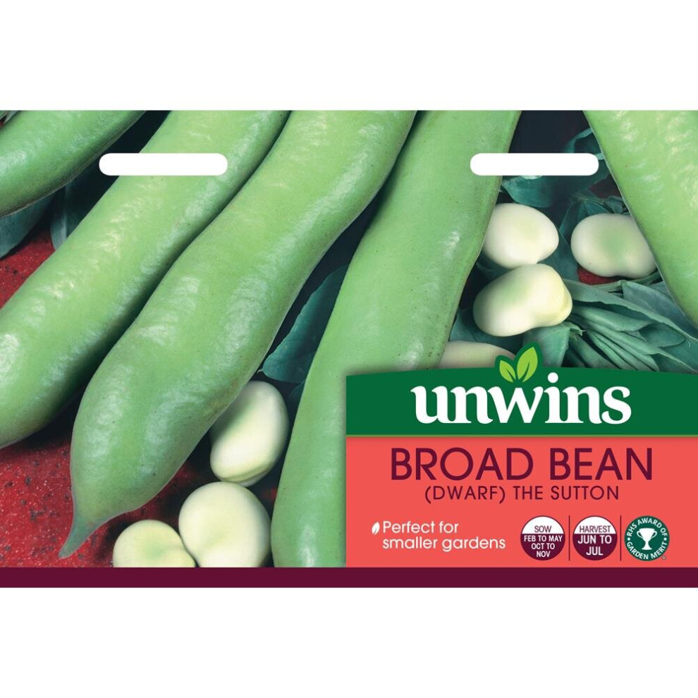 Unwins Grow Your Own Dwarf The Sutton Broad Bean Vegetable Seeds