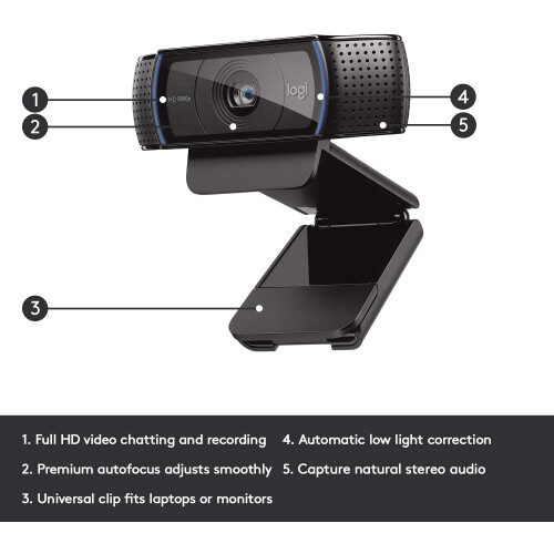 Logitech Logitech HD Pro Webcam C920, Widescreen Video Calling and Recording 1