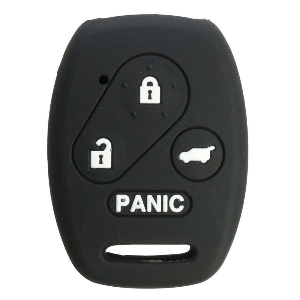 3Pcs Car Key Case Cover Silicone Car Key Keyless Fob Cover Shell Case 4 Button For Honda Accord Civic Color Black 840079312266