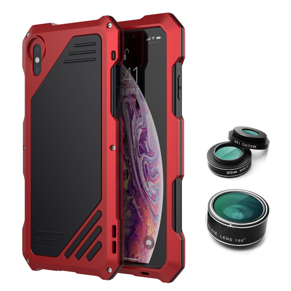 198° Fisheye Lens + 15X Macro Lens + Wide Angle Lens + Ip54 Waterproof Shockproof Zinc Alloy Case For Iphone Xs Max 6441594706727