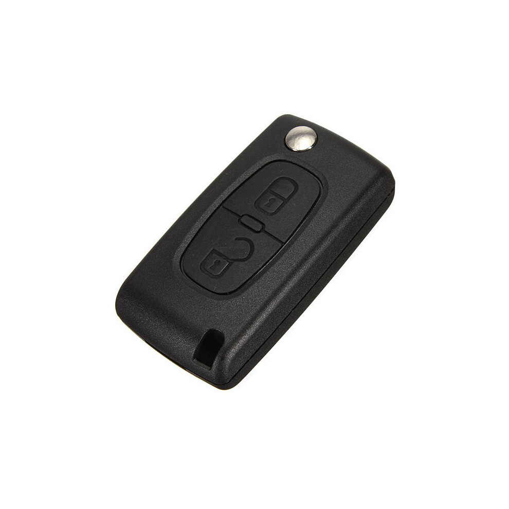 2Pcs Remote Folding Flip Key Fob Case Shell 2 Button For Citroen Black 5202984958512
