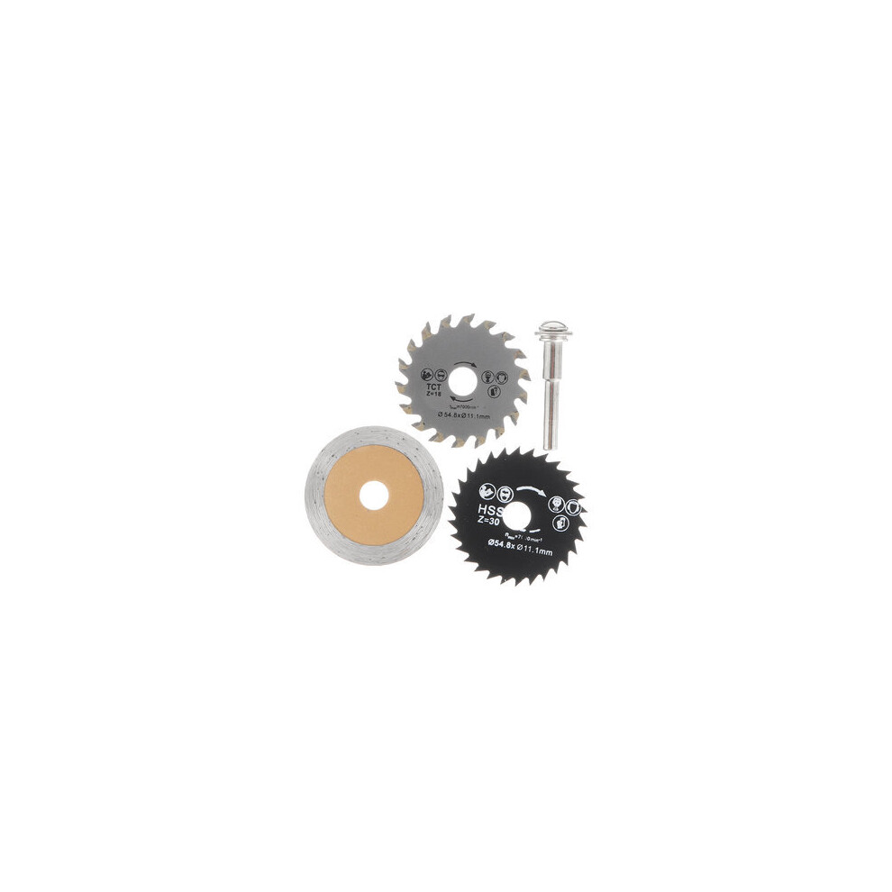1Set 4Pcs Hss Circular Saw Blade Set 54.8Mm Cutting Disc With 6Mm Shank Rod For Rotary Tool Electric Drill 8651954789064