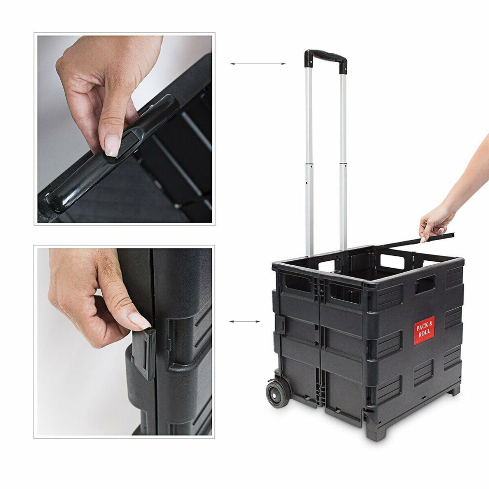 Large 35Kg Folding Shopping Cart Trolley Foldable Crate Storage Boot