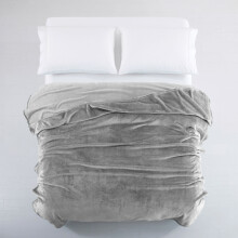(SILVER, DOUBLE) SOFT FAUX FUR FLEECE BLANKET SOFA BED GREY THROW