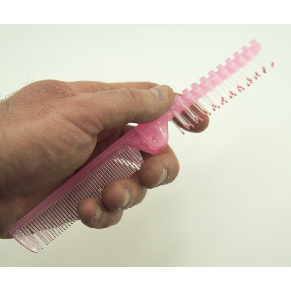 HAND Baby Pink Small Folding Travel Pocket Brush Combs - 10 cm Long Folded Size - Set of 2