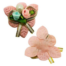 HAND Pretty Fabric Ribbon and Bead Sew In Multi Flower Trim for Clothing and Accessory Embellishment 35 mm x 35 mm Pack of 10, Baby Pink