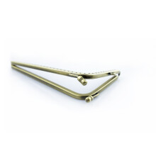 HAND Small 125 x 75 mm Brass Tone L-Shaped Purse Frame with Decorative Clasp and Perforations