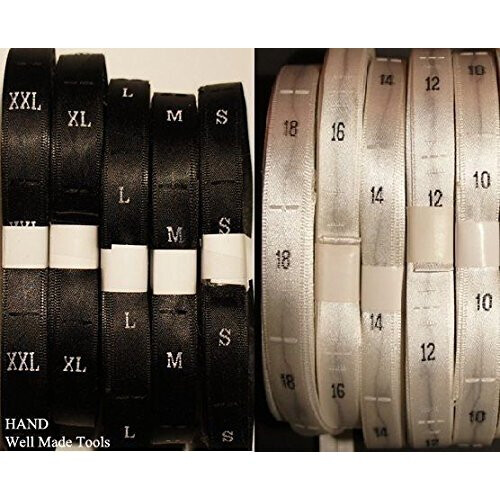 A Roll of Fold Silk Size Label Tabs Black, 500pcs (S)