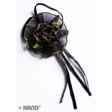 F01 Decorative DIY Craft Assorted Colours Flower with Gold Contour Trims - pack of 25 (F01-3 Black)