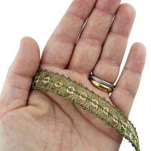 HAND Antique Gold Metallic Sew In Trim for Garment and Accessory Embellishment - 15 mm Wide - 3 Metres
