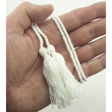 HAND Set of 4 White Cotton Double Ends Tassels with String Cord - 136cm Long