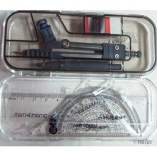 AH1213 Study Compass and Geometry Kit, 7-Piece Assortment with Shatterproof Box /w Automatic Refillable Pencil