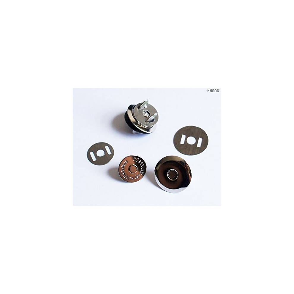 5 Full Sets Magnetic Buttons- Flat Smooth Finish, Snap Bag Magnetic Clasp - Silver, 20mm