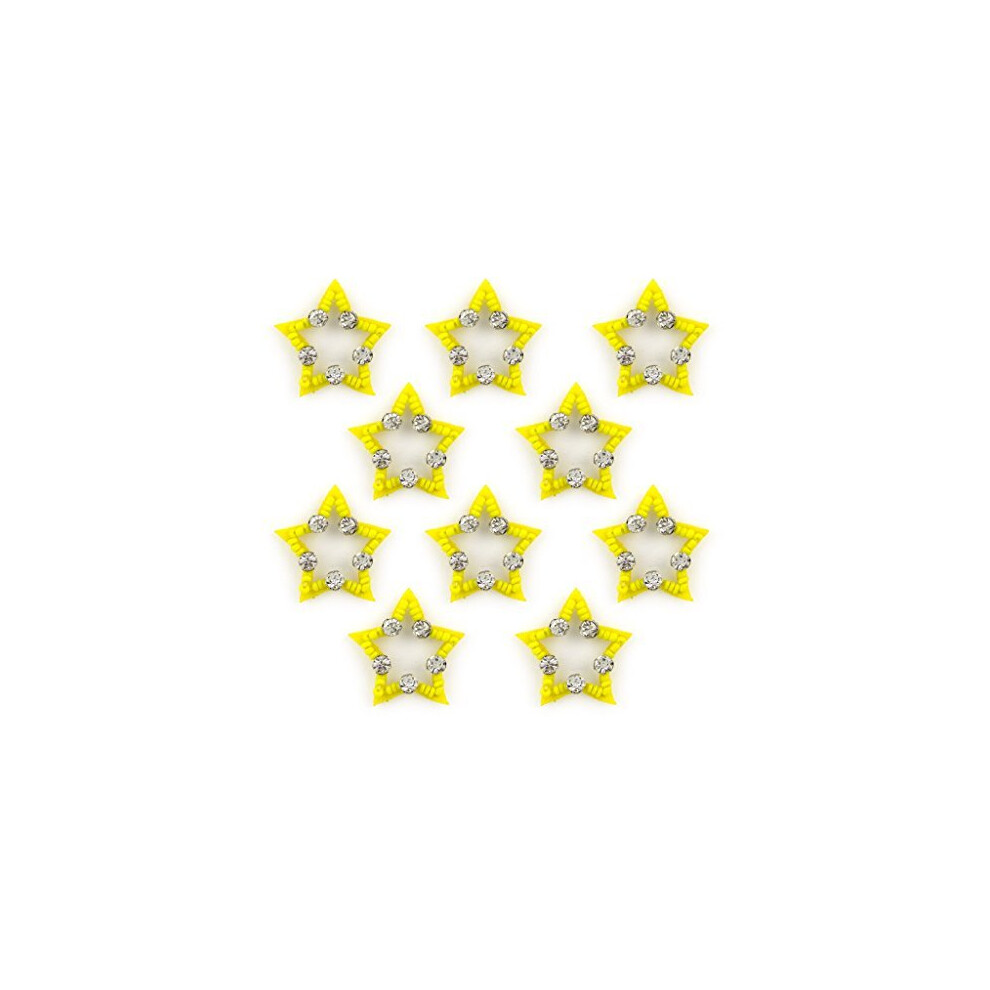 HAND No.10 Yellow Star Shape Beads and Diamante Sew-On Trims - Embellishments for Clothing, Accessories - Pack of 10-image-OPC-P6Q2Z22-NEW