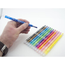 HAND 57912 A Pack of 12 Colourful Twist Crayons 16cm for School, Home, Art and Craft Projects in Clear Carry Case