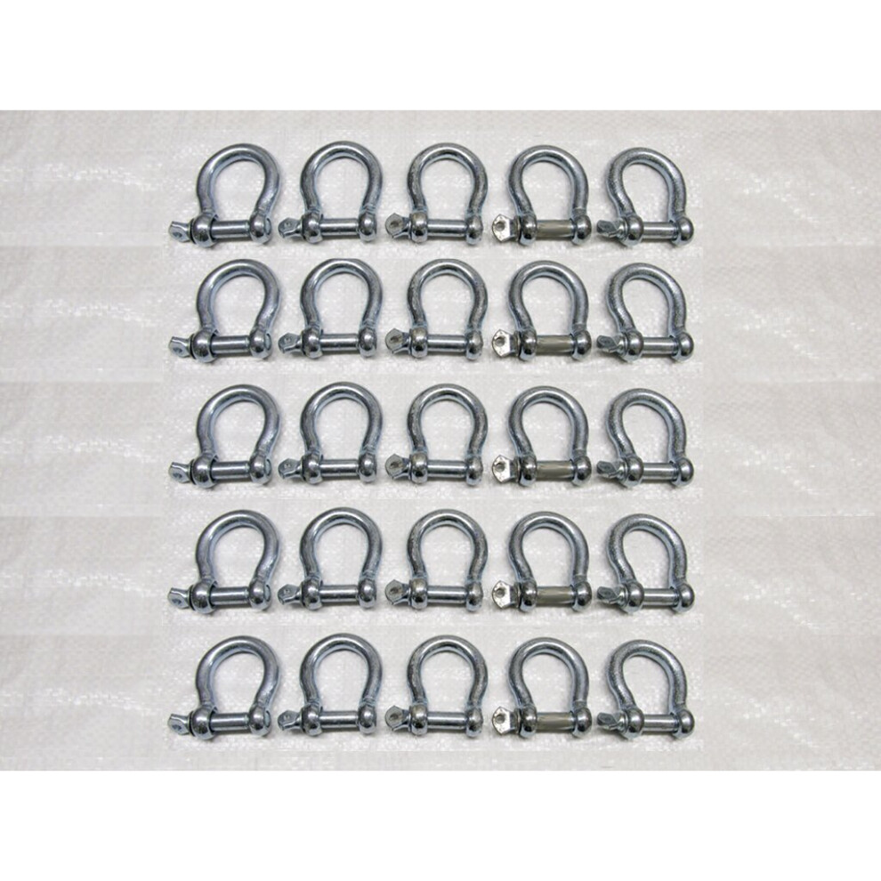 (25Mm, Pack Of 25) Galvanised Commercial Bow Shackles 5Mm - 25Mm 600988526624