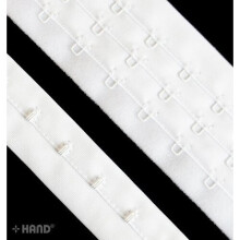 HE04 Bra Continuous Hook and Eye Triple Plush Backed/Fleced Nylon White Tape - 5 metres